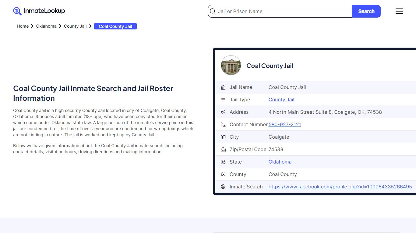 Coal County Jail (OK) Inmate Search Oklahoma - Inmate Lookup